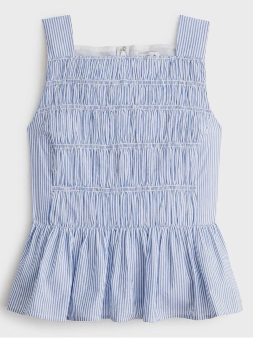 J. Crew Factory Light Blue & White Striped Smocked Peplum Tank